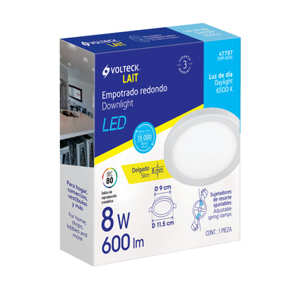LUMINARIO DE LED PARA EMPOTRAR 8W, AJUSTABLE, LUZ DE DÍA 47797 *