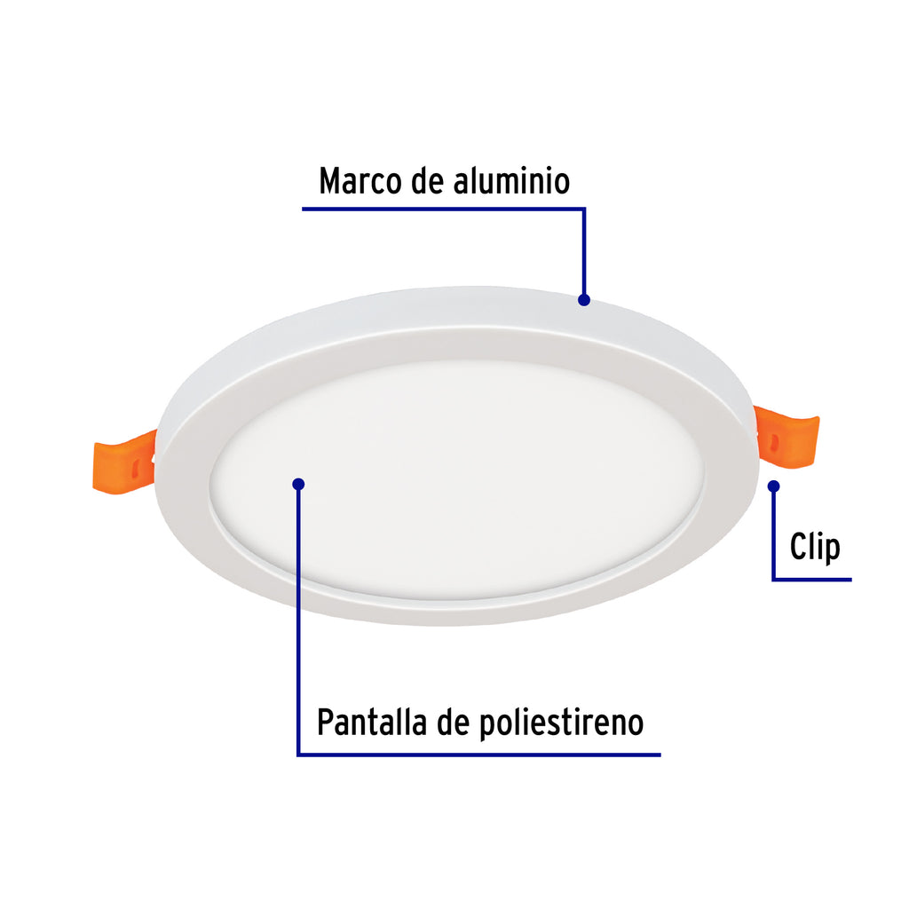 LUMINARIO DE LED PARA EMPOTRAR 8W, AJUSTABLE, LUZ DE DÍA 47797 *