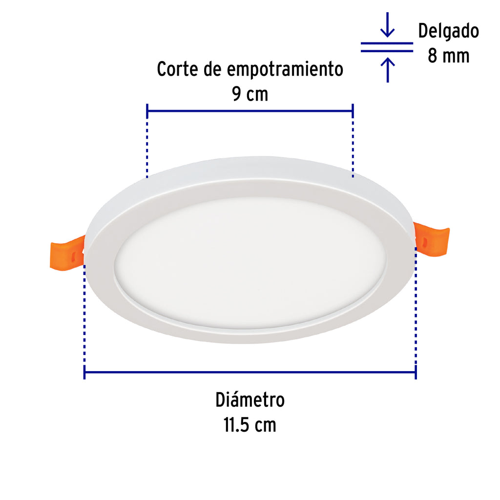 LUMINARIO DE LED PARA EMPOTRAR 8W, AJUSTABLE, LUZ DE DÍA 47797 *