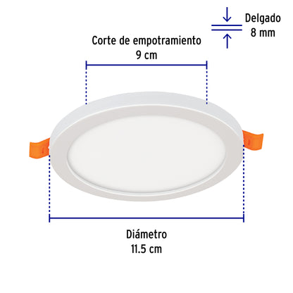 LUMINARIO DE LED PARA EMPOTRAR 8W, AJUSTABLE, LUZ DE DÍA 47797 *