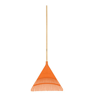 ESCOBA PLÀSTICA RIGIDA PARA JARDÌN, 26 DIENTES, MANGO 48'' 19788 P