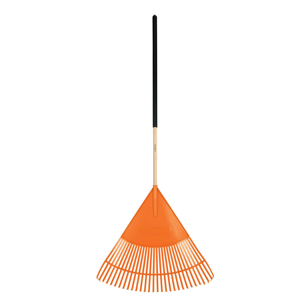 ESCOBA PLÁSTICA FLEXIBLE PARA JARDÍN, 30 DIENTES, MANGO 48'' 19065 P