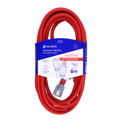 EXTENSIÓN REFORZADA ATERRIZADA 6 M 3X12 AWG, VOLTECK 46553 *