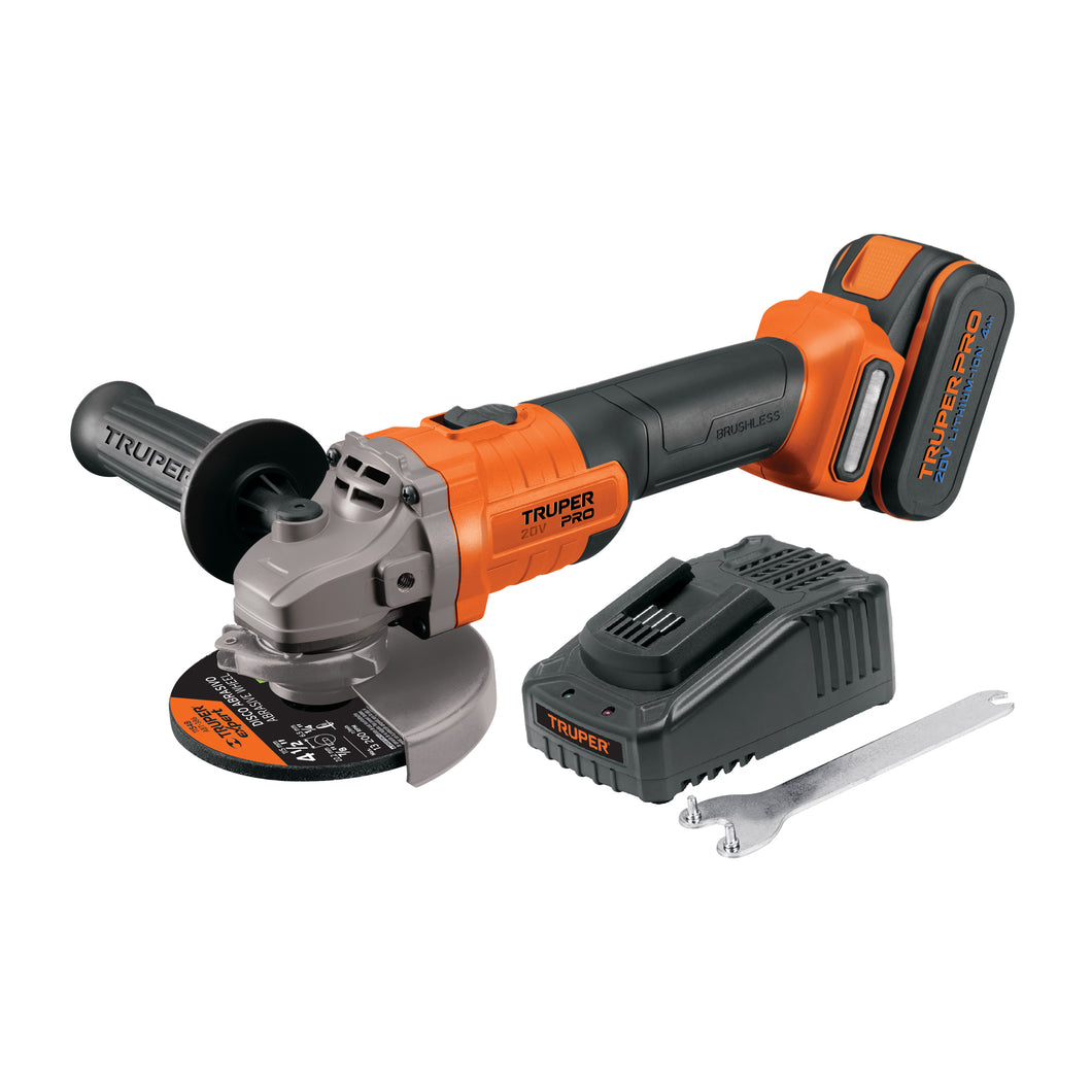 ESMERILADORA ANGULAR INALAMBRICA 4-1/2'' 20V TRUPER PRO 102872 P