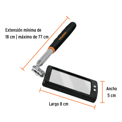 ESPEJO TELESCÒPICO CON LUZ LED, 5 X 8 CM, TRUPER 101962 P