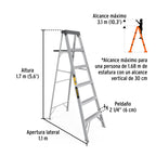 ESCALERA DE TIJERA TIPO lll 6 ESCALONES Y BANDEJA, PRETUL 20689 *