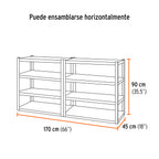 Estante metálico 8 repisas capacidad 80 Kg,180x45x85, TRUPER 58004 *