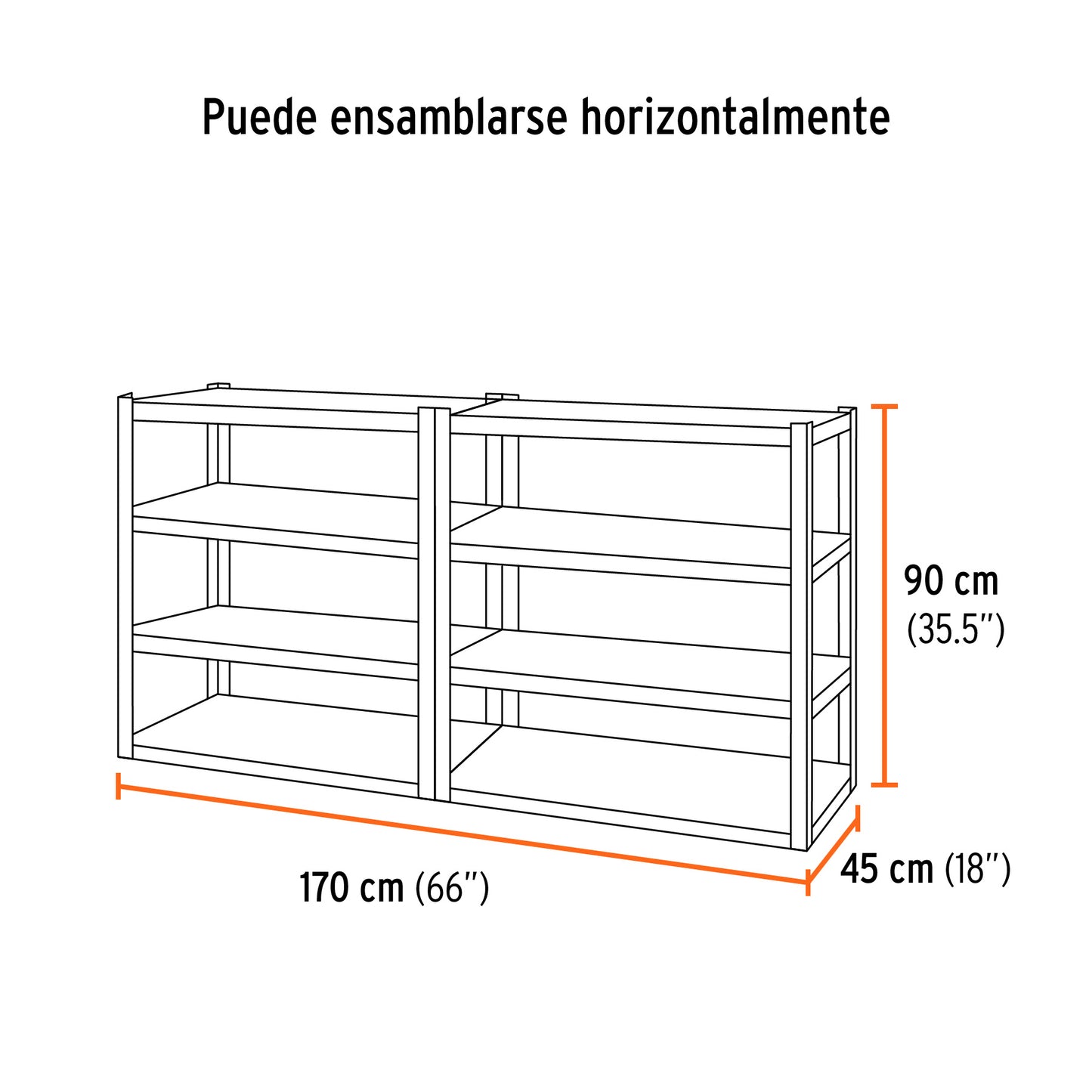 Estante metálico 8 repisas capacidad 80 Kg,180x45x85, TRUPER 58004 *
