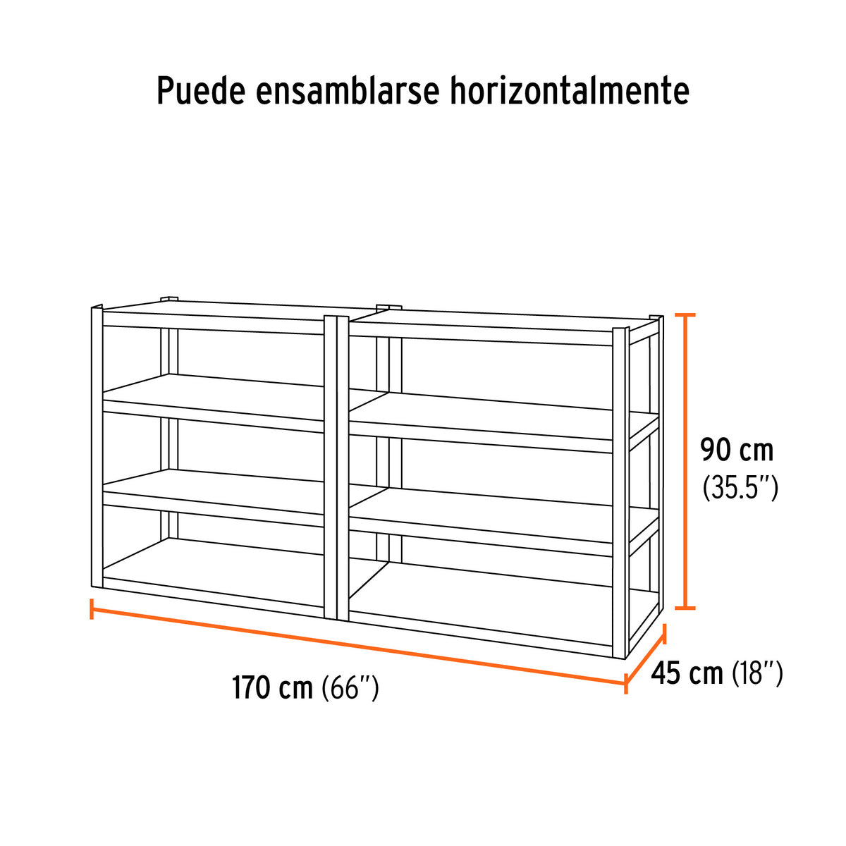 Estante metálico 8 repisas capacidad 80 Kg,180x45x85, TRUPER 58004 *