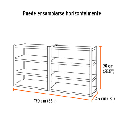 Estante metálico 8 repisas capacidad 80 Kg,180x45x85, TRUPER 58004 *