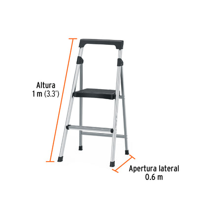ESCALERA PLEGABLE DE ALUMINIO, 2 PELDAÑOS 16763 *