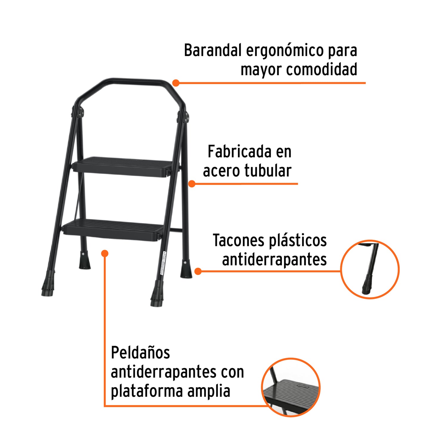 ESCALERA TUBULAR, PLEGABLE. 2 PELDAÑOS, TRUPER 103142 *