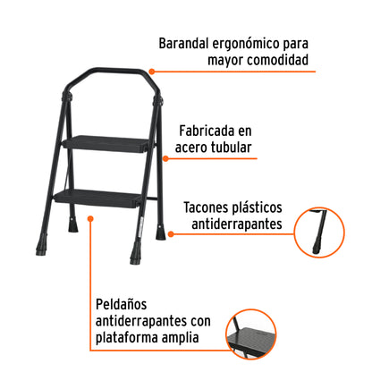 ESCALERA TUBULAR, PLEGABLE. 2 PELDAÑOS, TRUPER 103142 *