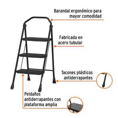 ESCALERA TUBULAR, PLEGABLE 3 PELDAÑOS, TRUPER 103143 *