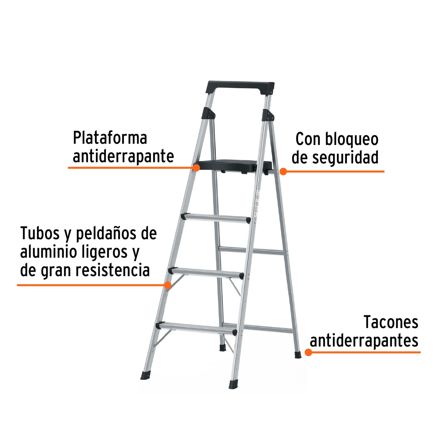ESCALERA PLEGABLE DE ALUMINIO 4 PELDAÑOS 16765 *