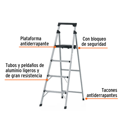 ESCALERA PLEGABLE DE ALUMINIO 4 PELDAÑOS 16765 *