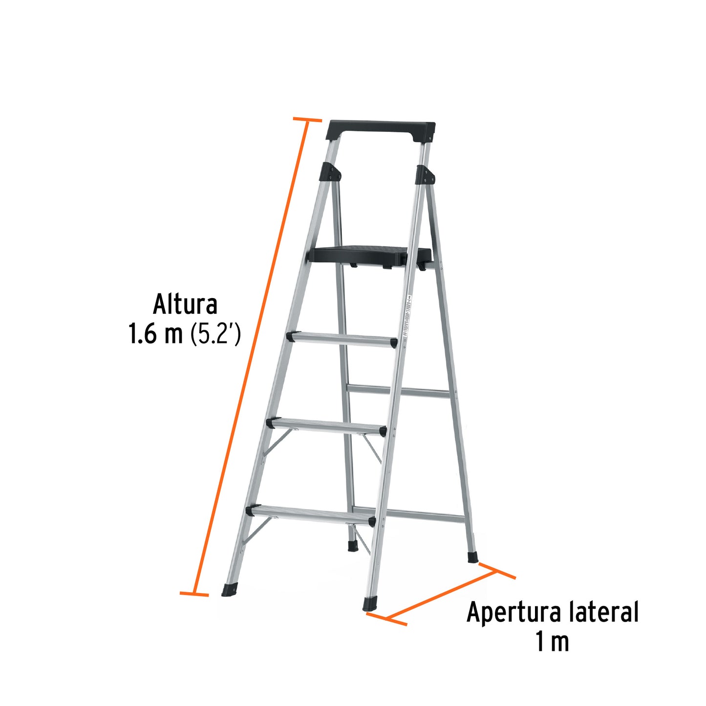 ESCALERA PLEGABLE DE ALUMINIO 4 PELDAÑOS 16765 *