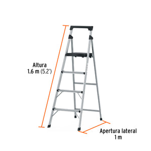 ESCALERA PLEGABLE DE ALUMINIO 4 PELDAÑOS 16765 *