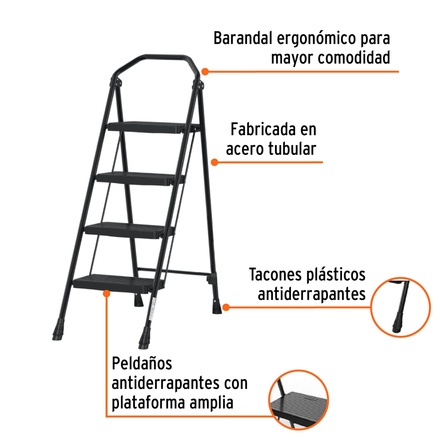 ESCALERA TUBULAR, PLEGABLE, 4 PELDAÑOS, TRUPER 103144 *