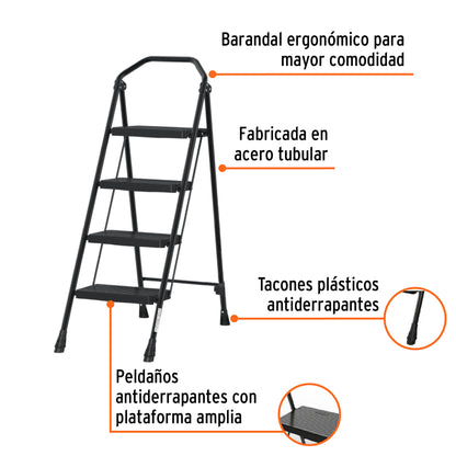 ESCALERA TUBULAR, PLEGABLE, 4 PELDAÑOS, TRUPER 103144 *