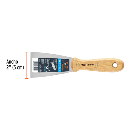 ESPÁTULA FLEXIBLE 2" CON MANGO DE MADERA, TRUPER 14448 *