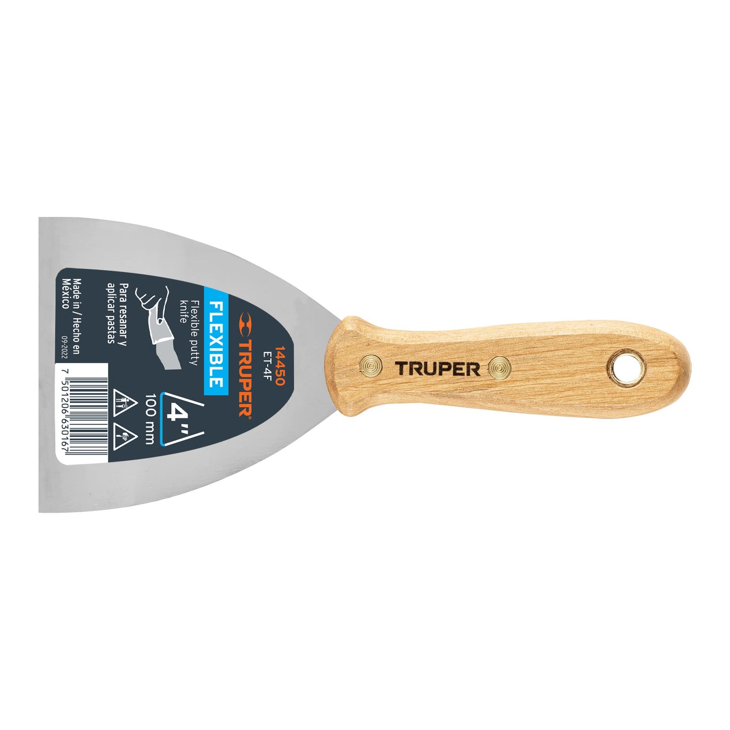 ESPÁTULA FLEXIBLE 4" CON MANGO DE MADERA, TRUPER 14450 *