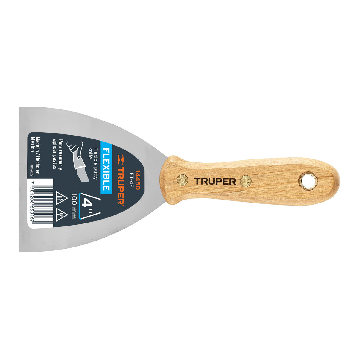 ESPÁTULA FLEXIBLE 4" CON MANGO DE MADERA, TRUPER 14450 *