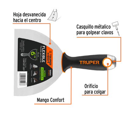 ESPÁTULA FLEXIBLE 6'' ACERO INOX. MANGO COMFORT EXPERT 15854 *