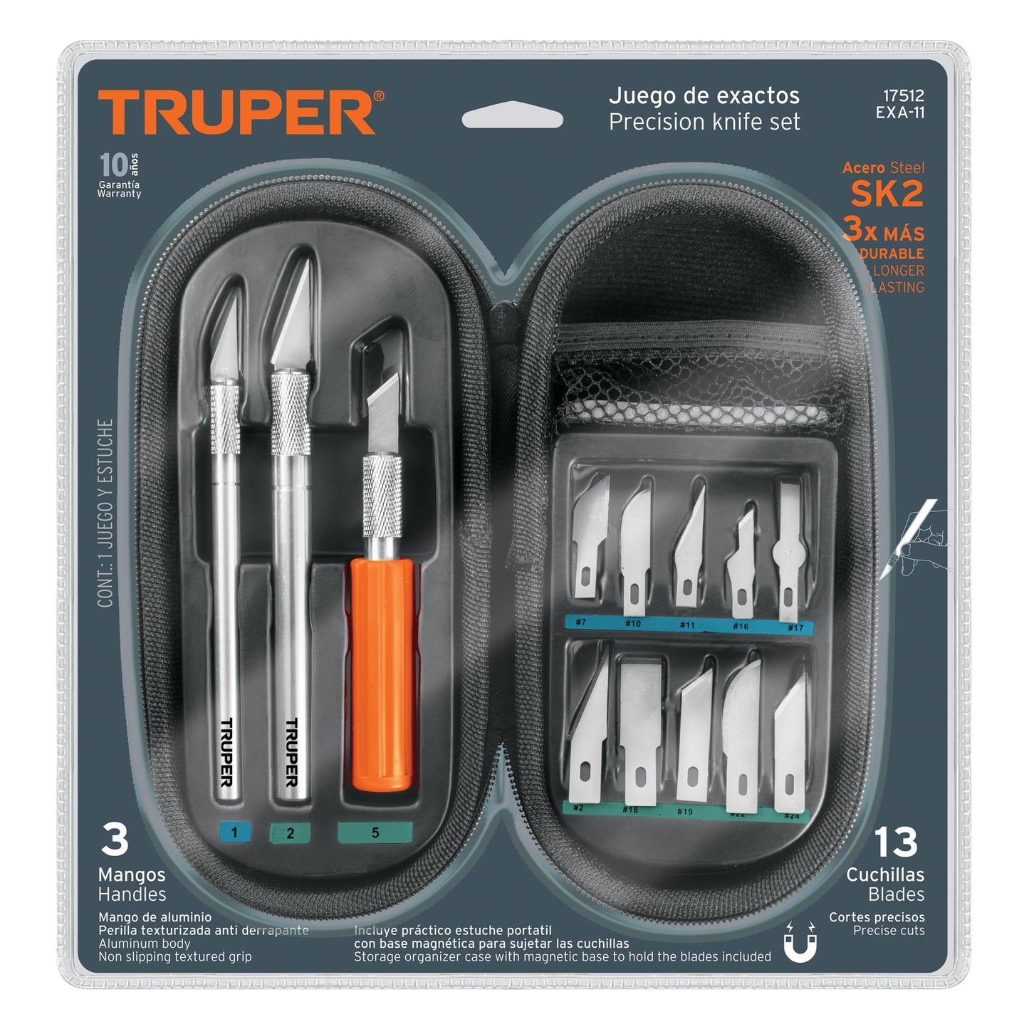 JUEGO DE EXACTOS HOBBY CON 11 PIEZAS EN ESTUCHE, TRUPER 17512 *