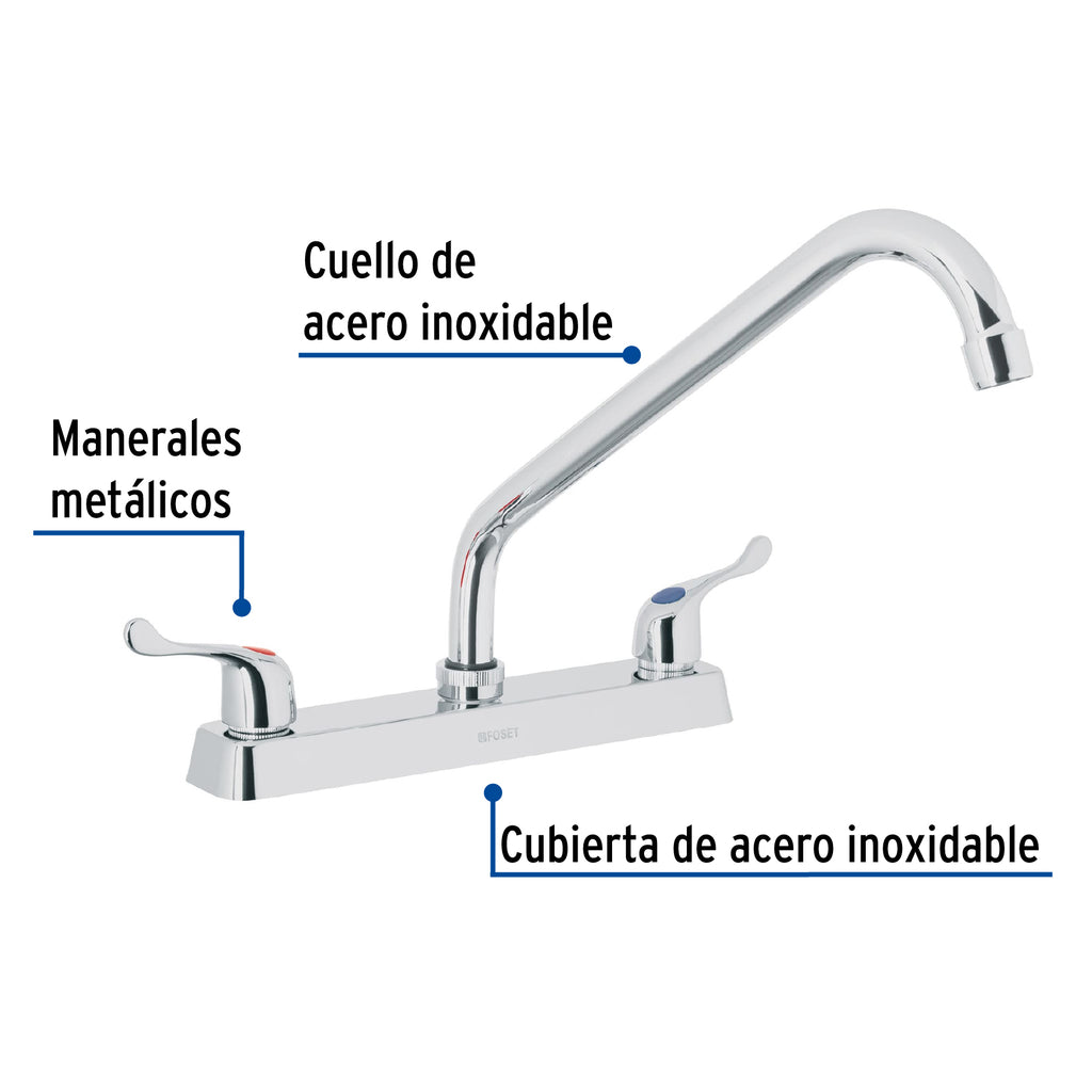 MEZCLADORA 8' P/FREGADERO, CUELLO LARGO, MANERALES PALANCA 49287 P
