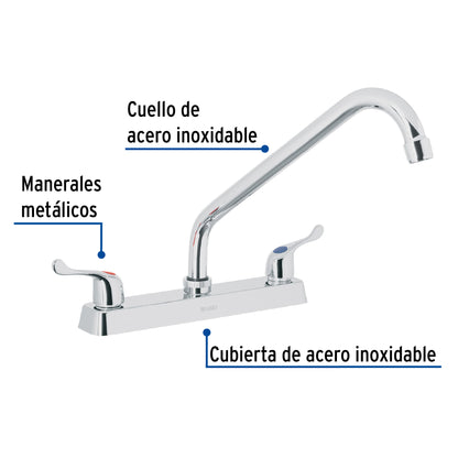 MEZCLADORA 8' P/FREGADERO, CUELLO LARGO, MANERALES PALANCA 49287 P