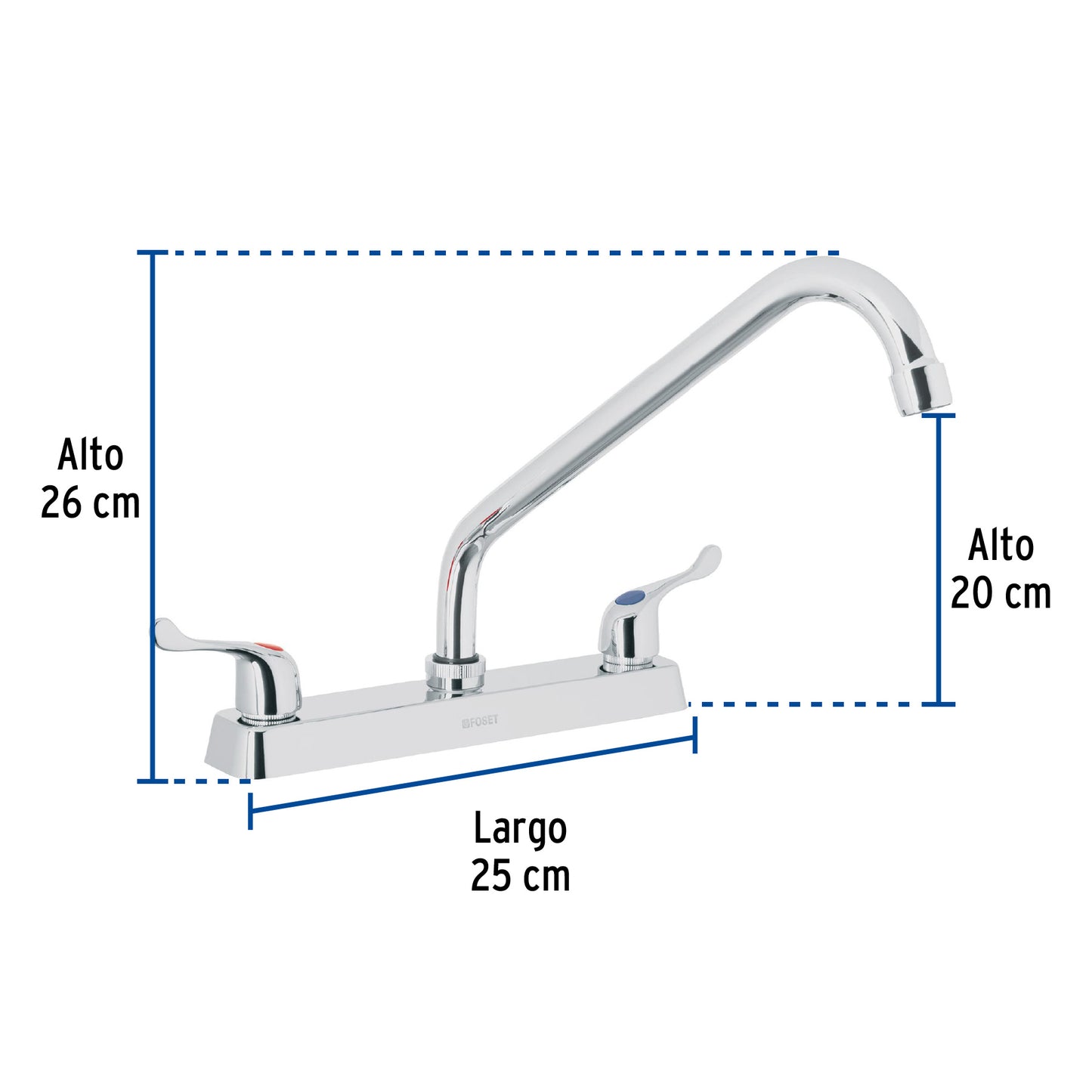 MEZCLADORA 8' P/FREGADERO, CUELLO LARGO, MANERALES PALANCA 49287 P