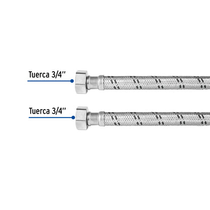 MANGUERA PARA BOILER, ACERO INOX, 3/4'' X 3/4'', 100 CM, FOSET *