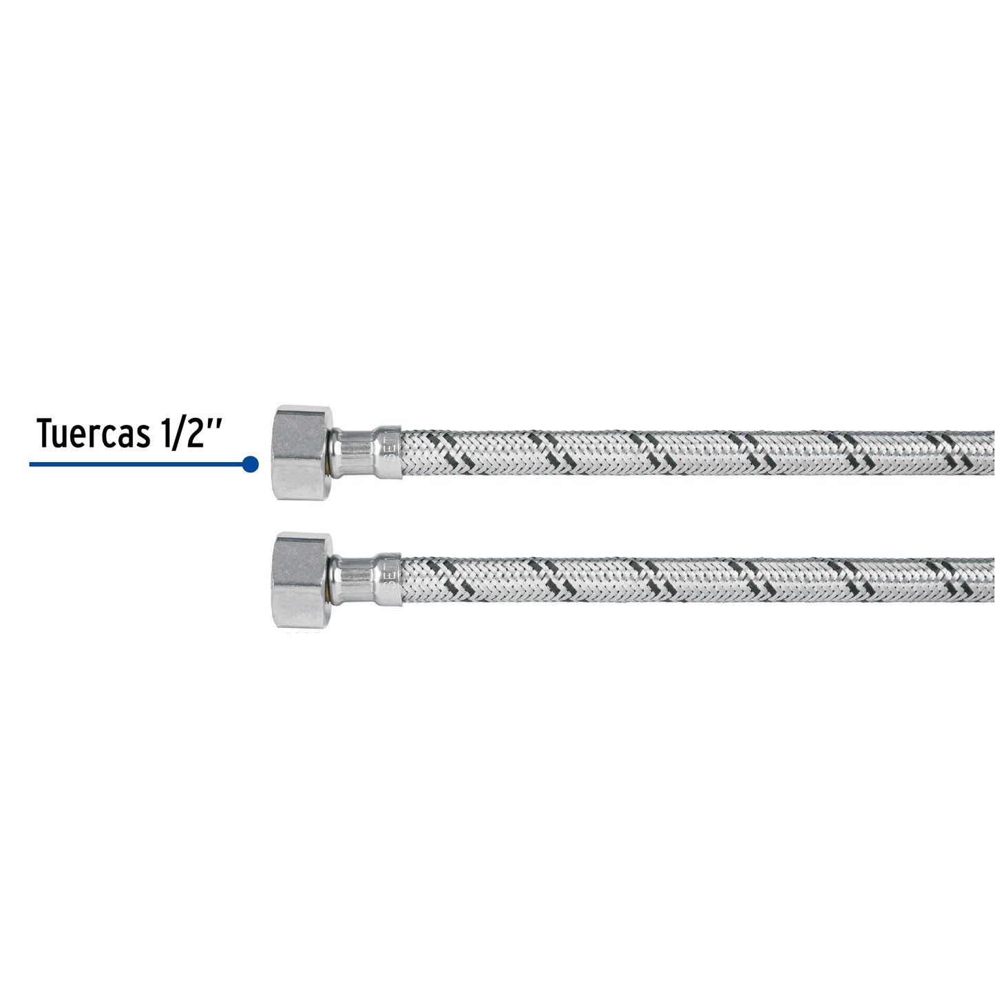 MANGUERA LAVABO/FREGADERO, ACERO INOX, 1/2' X 1/2', 100 CM 49526 *