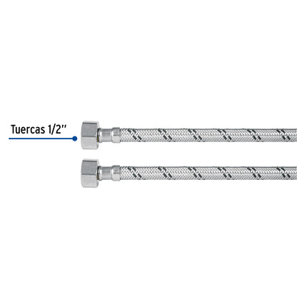 MANGUERA LAVABO/FREGADERO, ACERO INOX, 1/2' X 1/2', 100 CM 49526 *