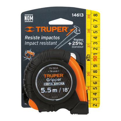 FLEXÓMETRO GRIPPER CONTRA IMPACTOS 5.5 M CINTA 25 MM, TRUPER 14613 *