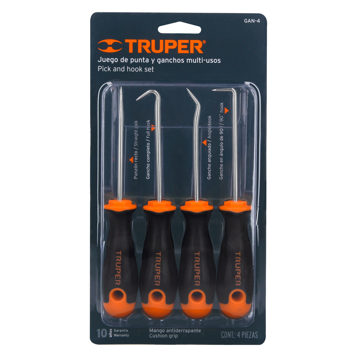 JUEGO DE 4 PUNTAS Y GANCHOS MULTIUSOS TRUPER 14210 P