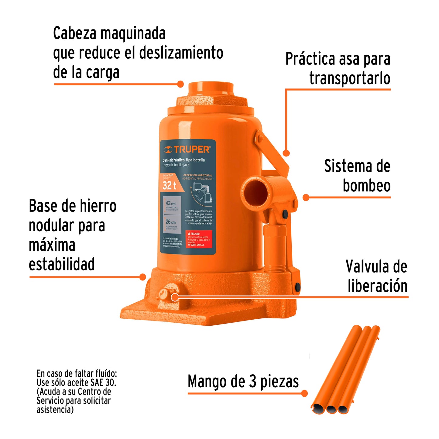GATO HIDR·ULICO DE BOTELLA DE 32 TON, TRUPER 14819 *