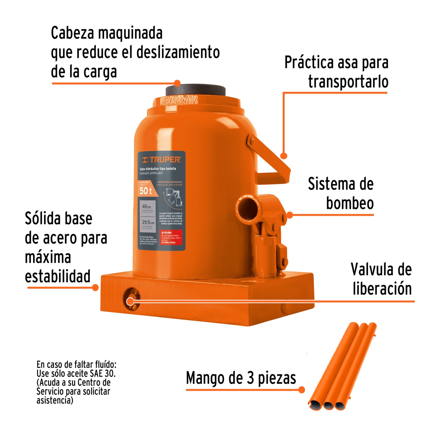 GATO HIDR·ULICO DE BOTELLA DE 50 TON, TRUPER 14821 *