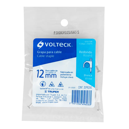BOLSA CON 20 GRAPAS BLANCAS DE 12 MM PARA CABLE REDONDO 48275 *