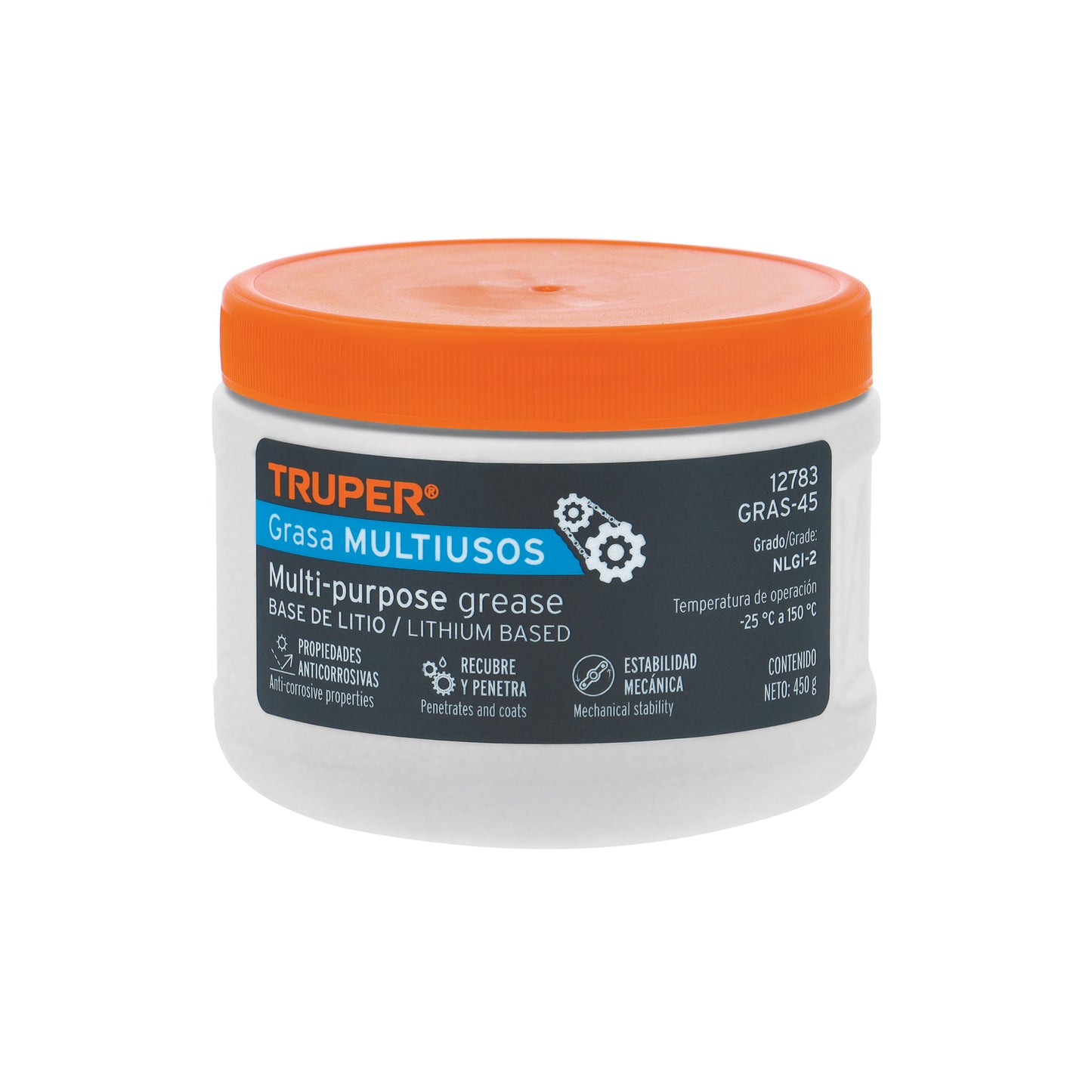 GRASA LUBRICANTE MULTIUSOS, BASE LITIO, 450 G, TRUPER 12783 *