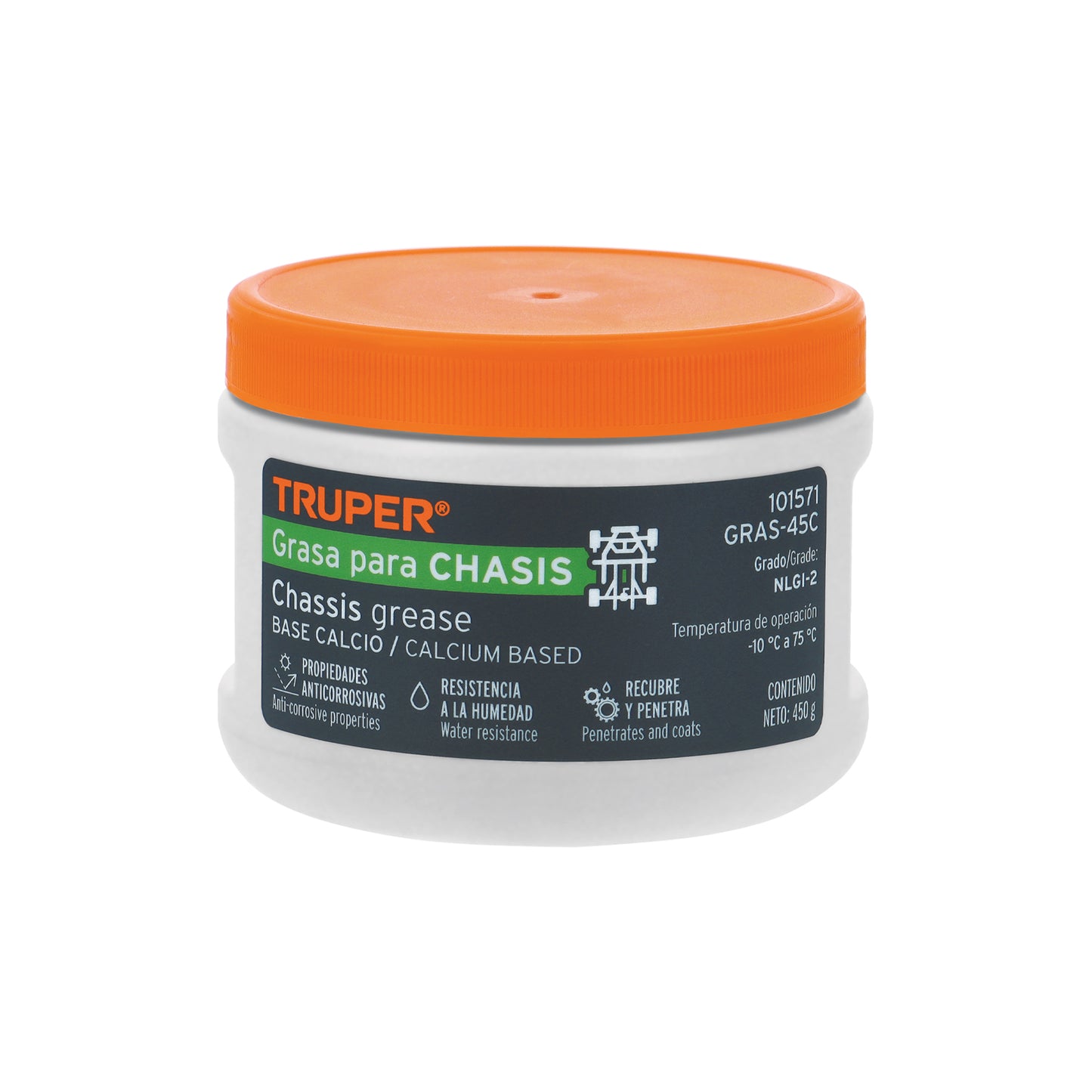 Grasa lubricante para chasis, base calcio, 450 g, TRUPER 101571