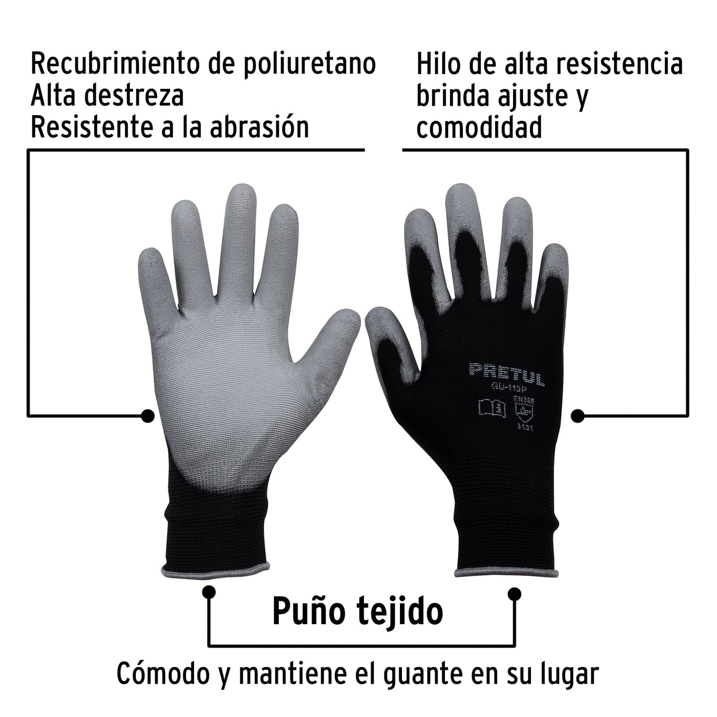 GUANTES DE NYLON GRANDE PRETUL 20031 *