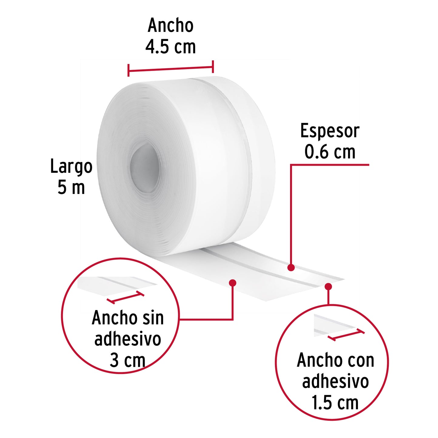 CINTA GUARDAPOLVO 5 M X 45 MM, TRANSP. 48465 *