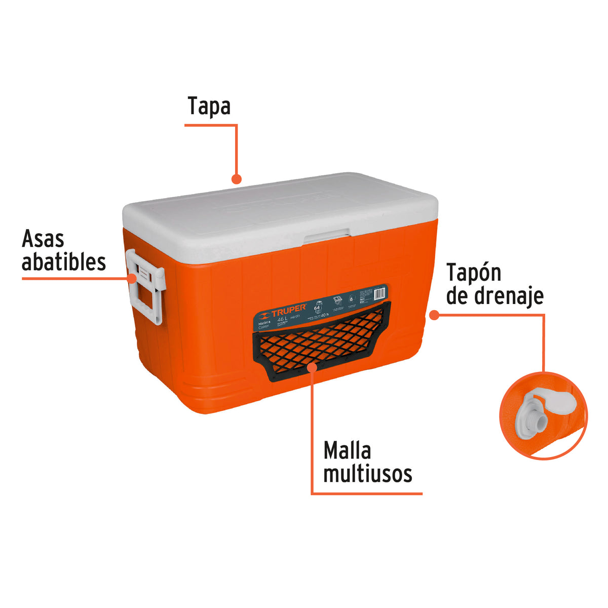 Hielera de 46 L, Truper 62129