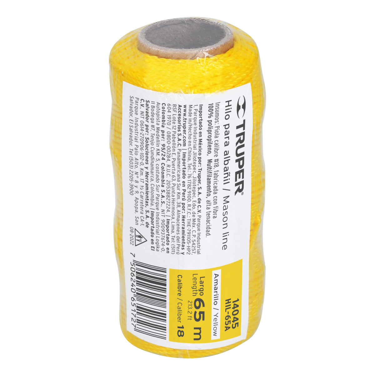 CARRETE CON 65 M DE HILO PARA ALBAÑIL AMARILLO, TRUPER 14045 *