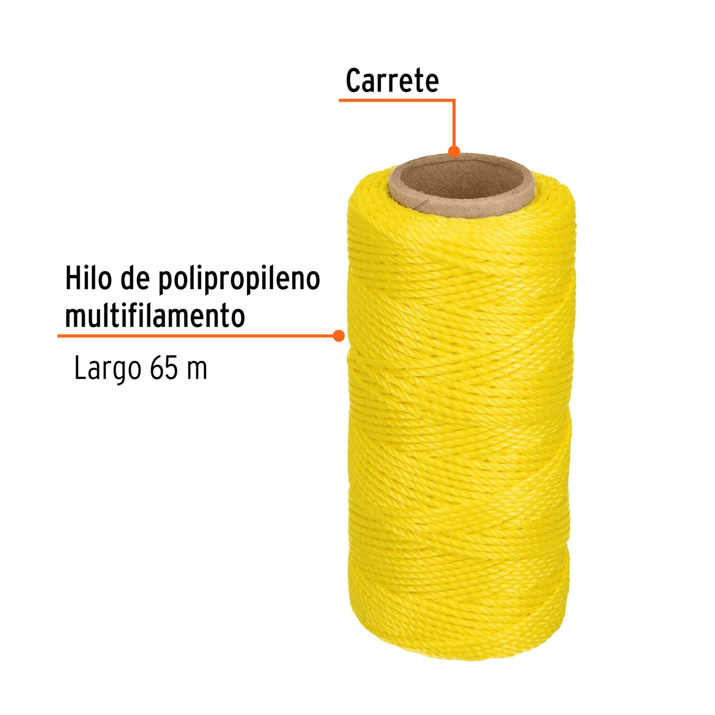 CARRETE CON 65 M DE HILO PARA ALBAÑIL AMARILLO, TRUPER 14045 *