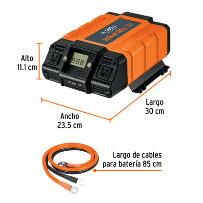 INVERSOR DE CORRIENTE DE 1500W CON PUERTOS USB TRUPER 10492 P