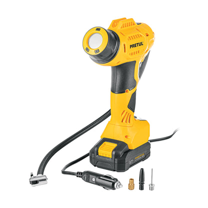 INFLADOR DE AIRE, 20 V, 1 BATERÍA 2 Ah, PRETUL 29074 *