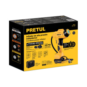 INFLADOR DE AIRE, 20 V, 1 BATERÍA 2 Ah, PRETUL 29074 *